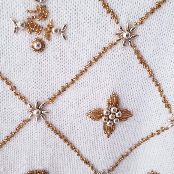 Vintage Victoria Harbour Gold Beaded Knit Sweater - Picture 9 of 15